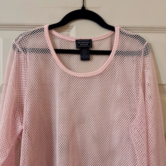 VINTAGE EUC BABY PINK MESH LONG SLEEVE TOP GIRLHOODCORE KIDCORE KAWAII - Picture 2 of 8